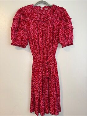 Boden Pink and Red Floral Midi Dress